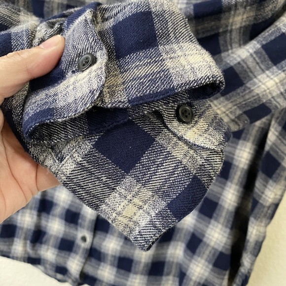 Madewell Womens Plaid Oversized Andover Shirt M Flannel Blue Cream Button Front - Picture 4 of 7